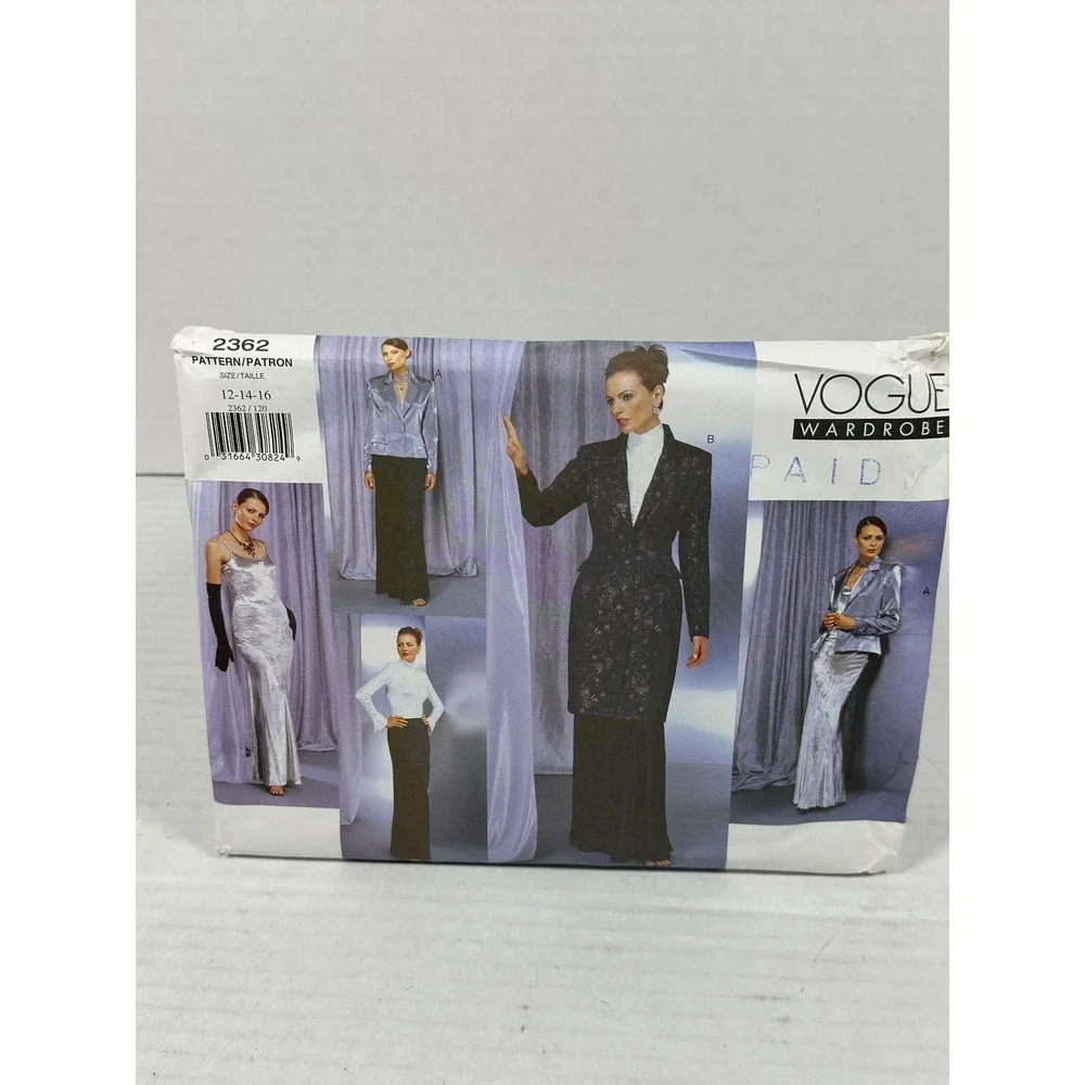 Vogue Wardrobe 2362 SewingPattern Misses Jacket Dress Blouse Skirt Size 12-14-16